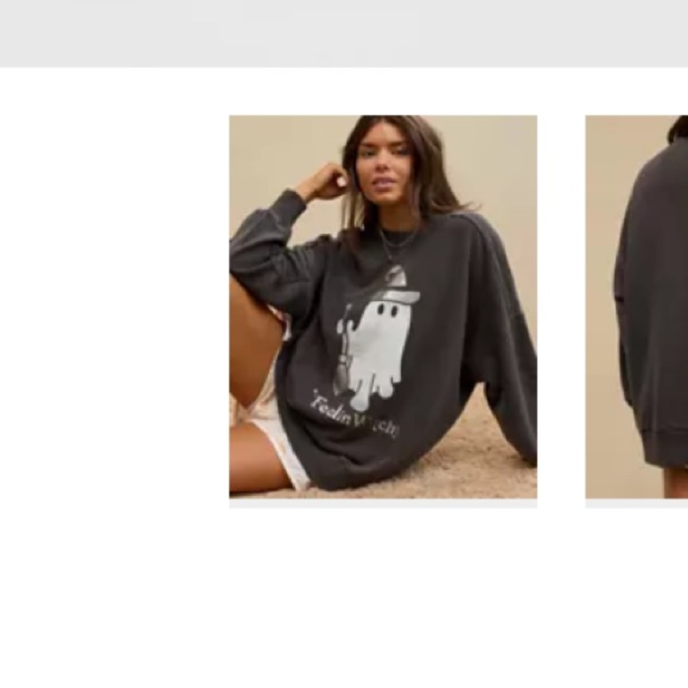 Aerie Halloween Big Chill Crew Sweatshirt Feelin Witchy XS